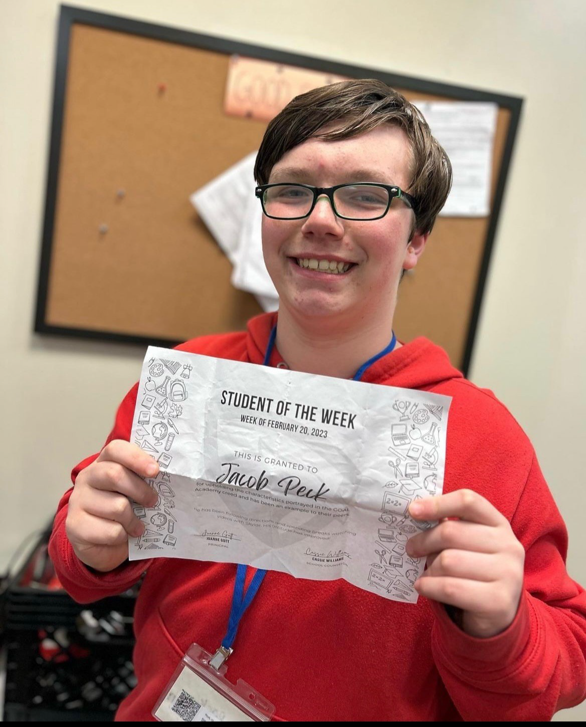 Jacob Peck Student of the Week for Y-CAP