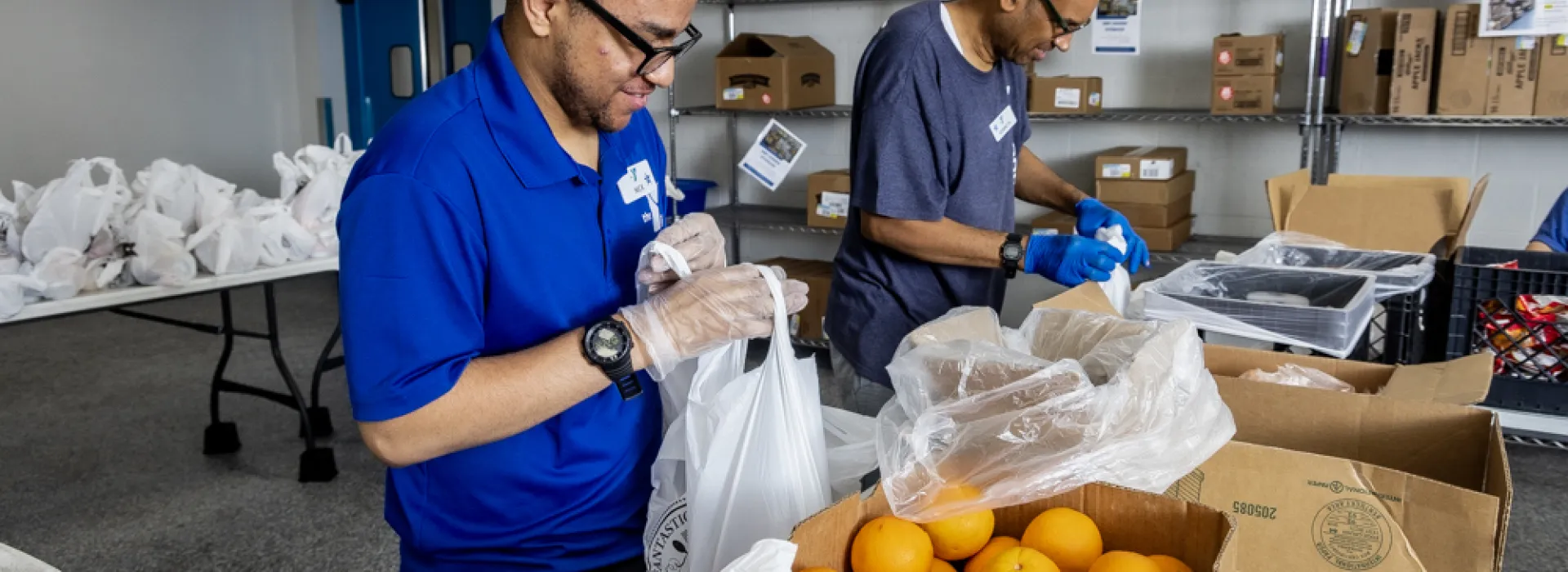 Packing oranges at J.A. Henry YMCA